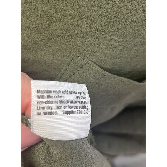 ANA A New Approach Olive Green Lace Up 3/4 Sleeve Blouse. - Picture 10 of 10